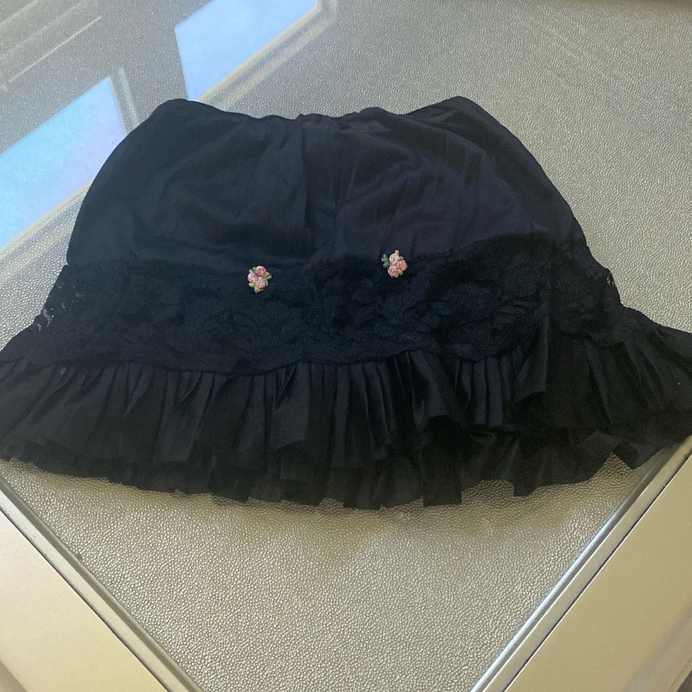 Black nylon sleep skirt with attached panties